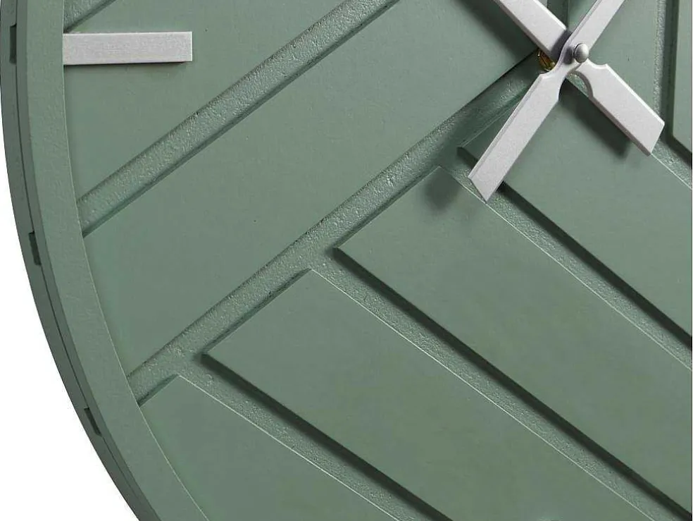 Moderne Wandklok - D. 50 Cm - Groen En Zilverkleurig - Herti