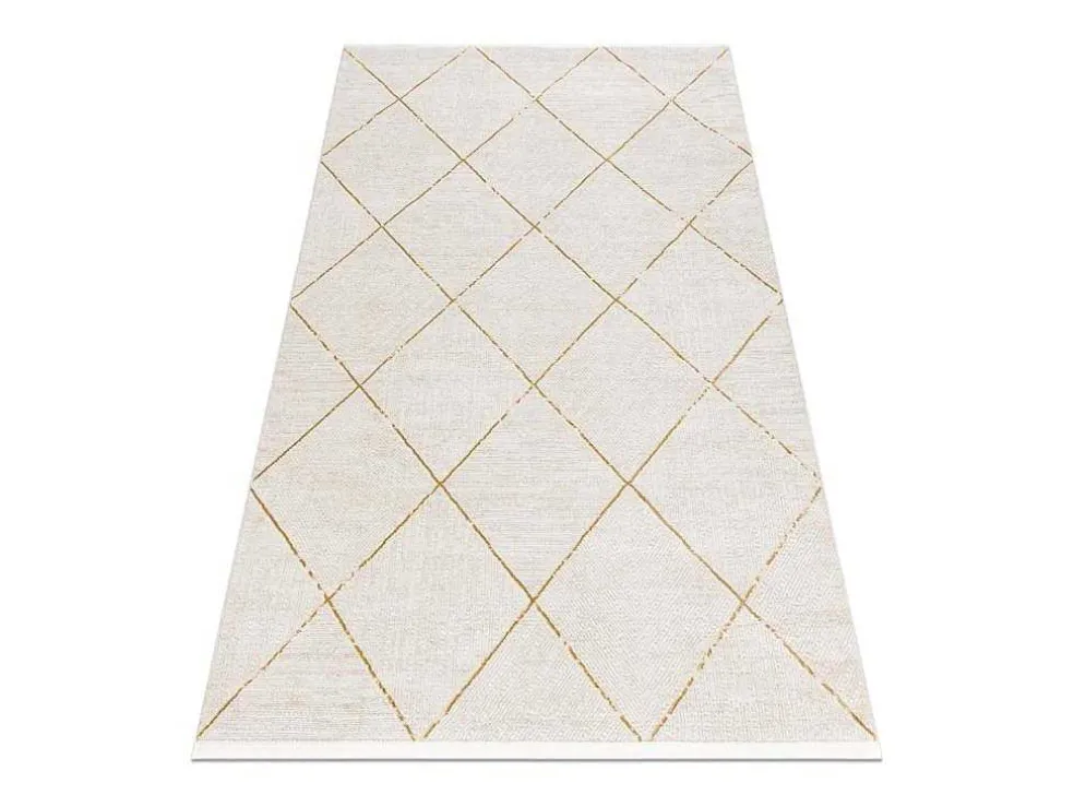 Modern Tapijt Duke 51245 Creme / Goud - Latwerk, Gestructureerd, Zeer 140X190 Cm