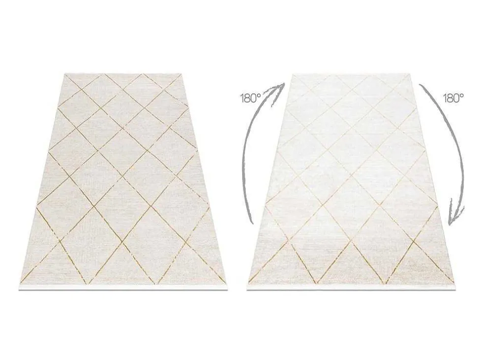 Modern Tapijt Duke 51245 Creme / Goud - Latwerk, Gestructureerd, Zeer 140X190 Cm