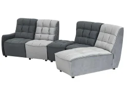 Moduleerbare Relaxhoekbank Van Fluweel - Lichtgrijs En Antraciet - Alford