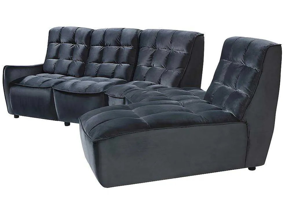 Moduleerbare Relaxhoekbank Van Fluweel - Antraciet - Alford