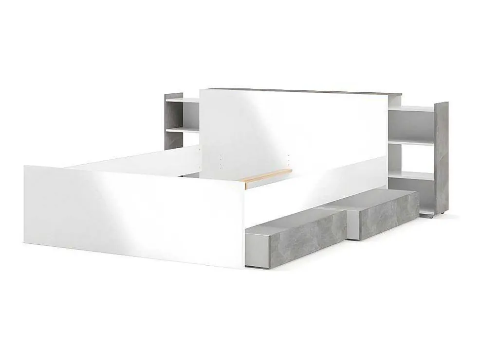 Nada Hoofdbord Met Opbergruimte 140 Cm, Betondecor/Wit Hoogglans.