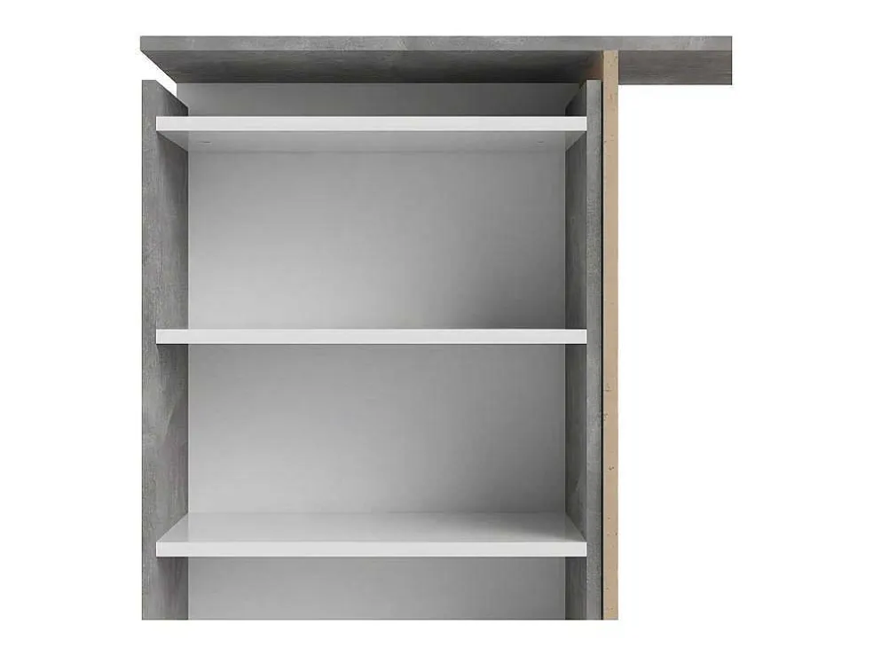 Nada Hoofdbord Met Opbergruimte 140 Cm, Betondecor/Wit Hoogglans.