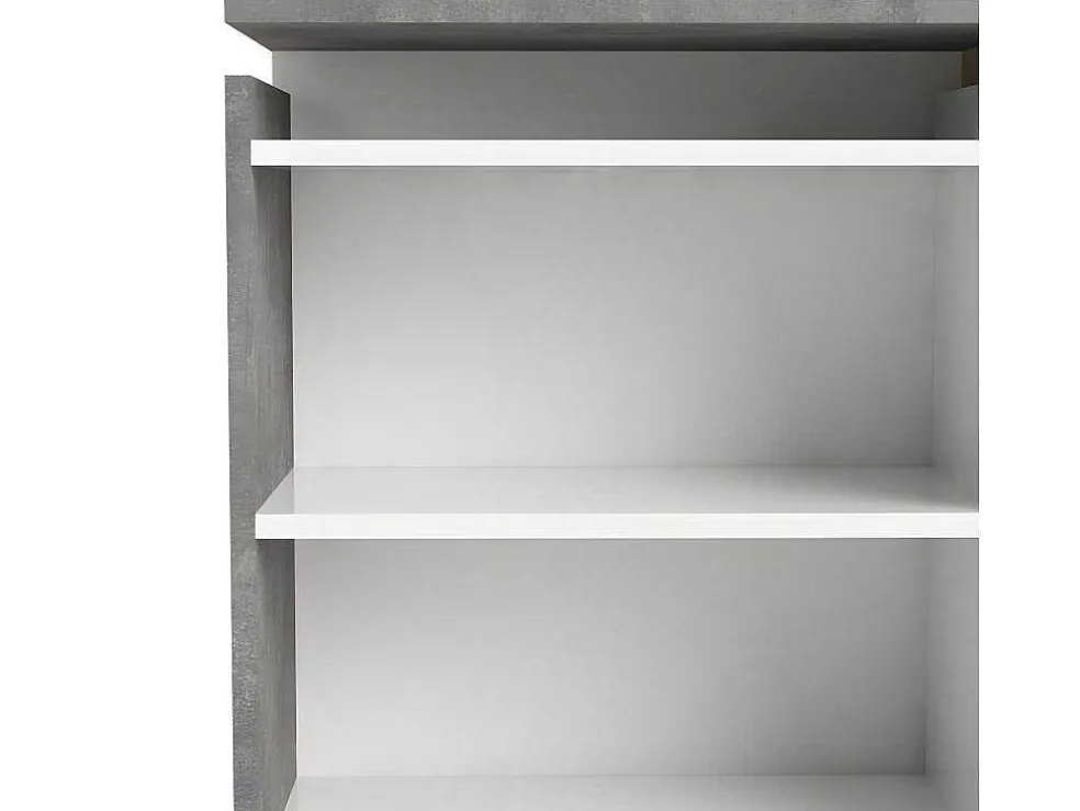 Nada Hoofdbord Met Opbergruimte 160 Cm, Betondecor/Wit Hoogglans.