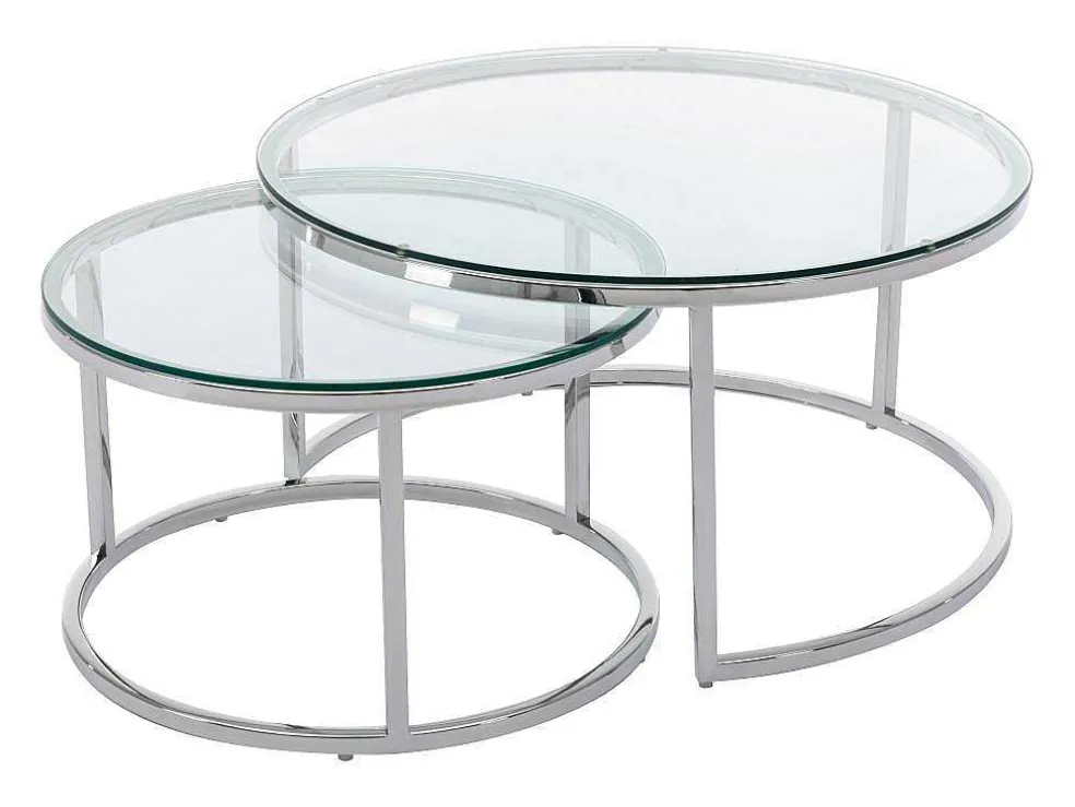 Nesttafels Van Gehard Glas En Roestvrij Staal - Zilver - Maevane Ii Van Pascal Morabito