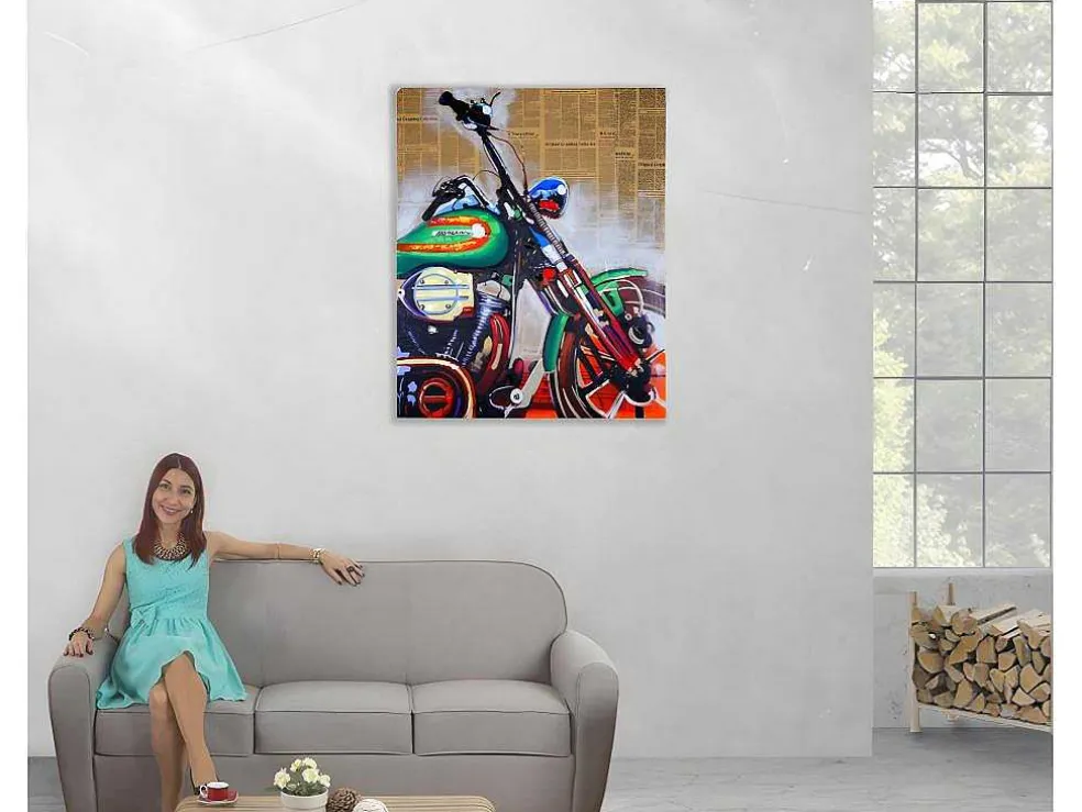 Olieverfschilderij Motor Handgeschilderd