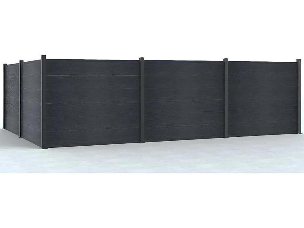 Omheining H156 Cm - Set Van 6 Latten In Composiet + 2 Antraciet Palen - Enola
