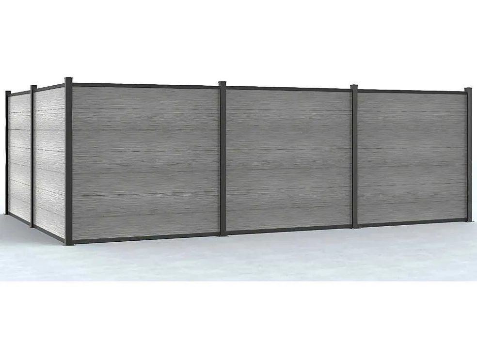 Omheining H181 Cm - Set Van 7 Latten In Composiet + 1 Lichtgrijze Paal - Enola