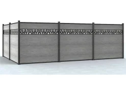 Omheining H181 Cm - Set Van 7 Latten In Composiet Met Motief + 2 Lichtgrijze Palen - Enola