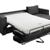 Omkeerbare Express-Hoekslaapbank Van Antracietgrijs Ribfluweel - Bed Met Brede Latten 140 Cm - Matras 14 Cm Loreto
