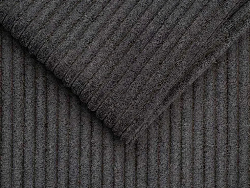 Omkeerbare Express-Hoekslaapbank Van Antracietgrijs Ribfluweel - Bed Met Brede Latten 140 Cm - Matras 14 Cm Loreto