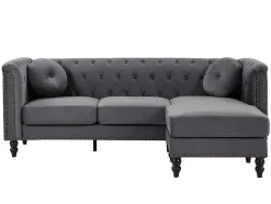 Omkeerbare Hoekbank Van Antracietkleurig Velours Turner