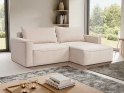 Omkeerbare Hoekslaapbank Van Beige Stof Met Textuur Asturio
