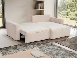 Omkeerbare Hoekslaapbank Van Beige Stof Met Textuur Asturio