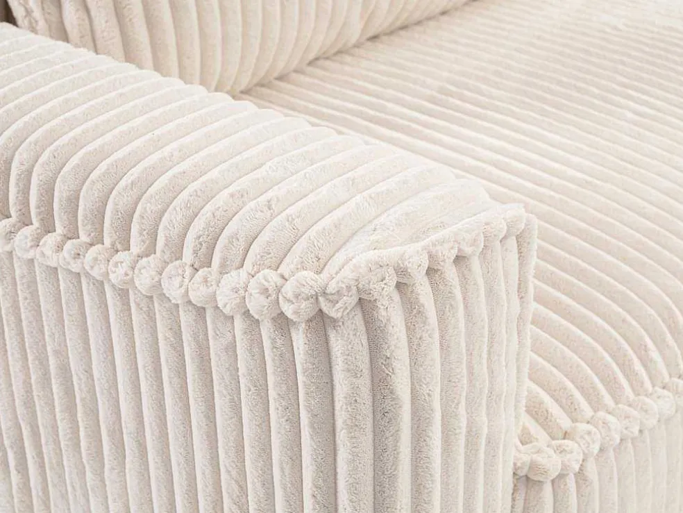 Omkeerbare Hoekslaapbank Van Beige Ribfluweel Met Brede Ribbels Asturio