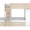 Omkeerbare Hoekstapelbed Ricardo - 2 X 90X190Cm - Opbergruimte - Eiken En Wit
