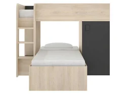 Omkeerbare Hoekstapelbed Ricardo - 2 X 90X190Cm - Opbergruimte - Grijs En Antraciet