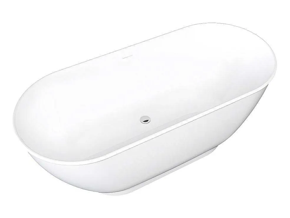 Ovalen Vrijstaand Bad - 240 L - 170 X 75 X 60 Cm - Wit - Acryl - Mobula