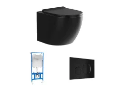 Pakket Zwevend Toilet Mat Zwart Met Frame En Drukplaat - Javoine