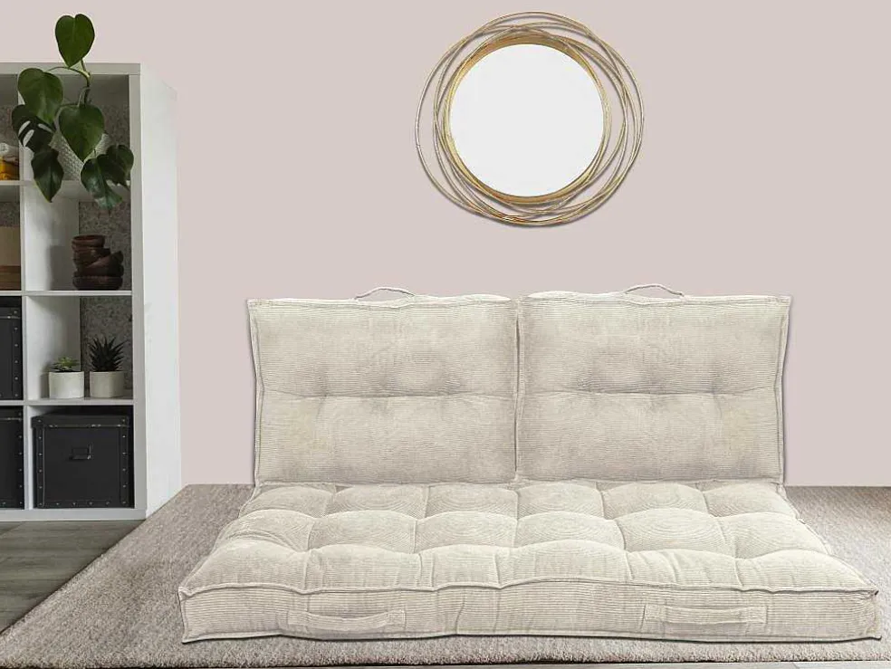 Palletkussen Van Ribfluweel - L120 X D80 Cm - Beige - Baila