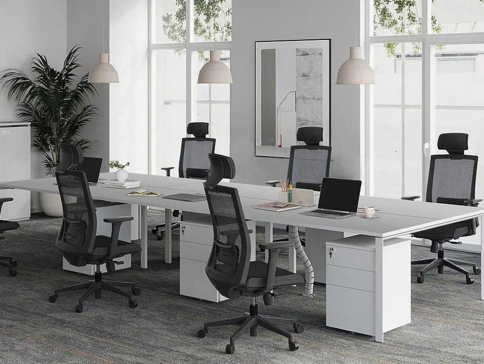 6 Persoons Bureau Bank - Wit - L120 Cm - Downtown