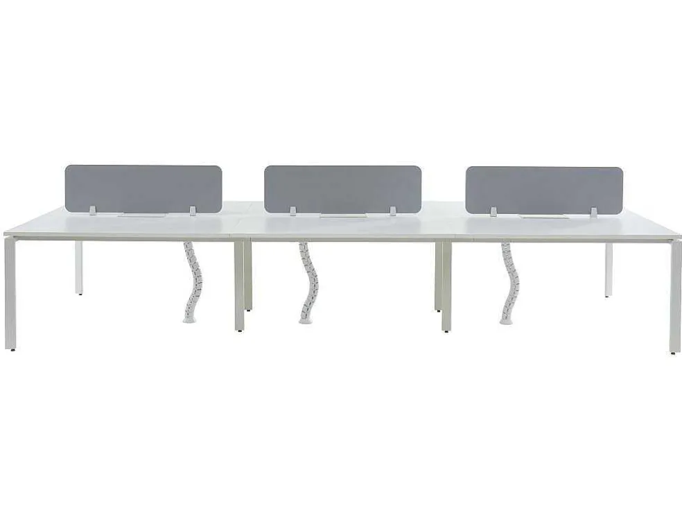 6 Persoons Bureau Bank - Wit - L140 Cm - Met Tussenschotten - Downtown