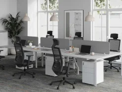 6 Persoons Bureau Bank - Wit - L140 Cm - Met Tussenschotten - Downtown