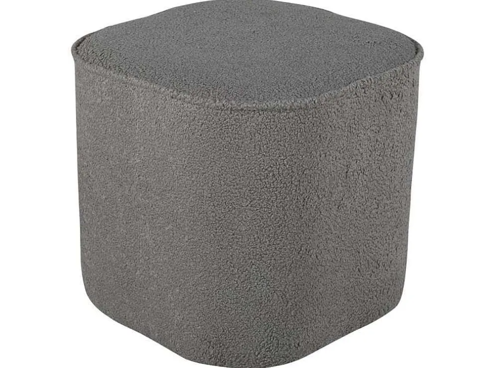 Piff Poef, Hocker O44Cm Teddystof Grijs.