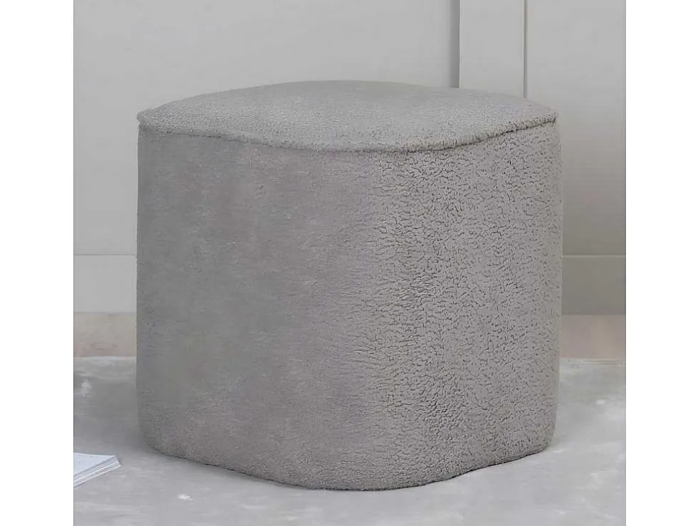 Piff Poef, Hocker O44Cm Teddystof Grijs.