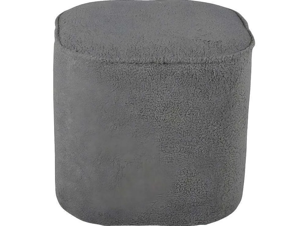 Piff Poef, Hocker O44Cm Teddystof Grijs.