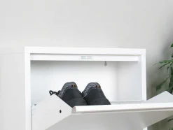 Pisa Schoenenkast Wit Metaal Met 5 Vakken - Set Van 3.