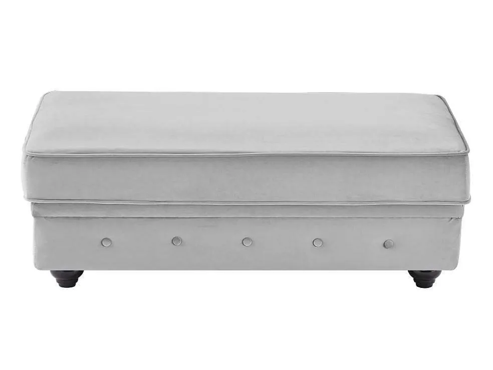Poef Met Opbergruimte Van Lichtgrijs Velours Chesterfield
