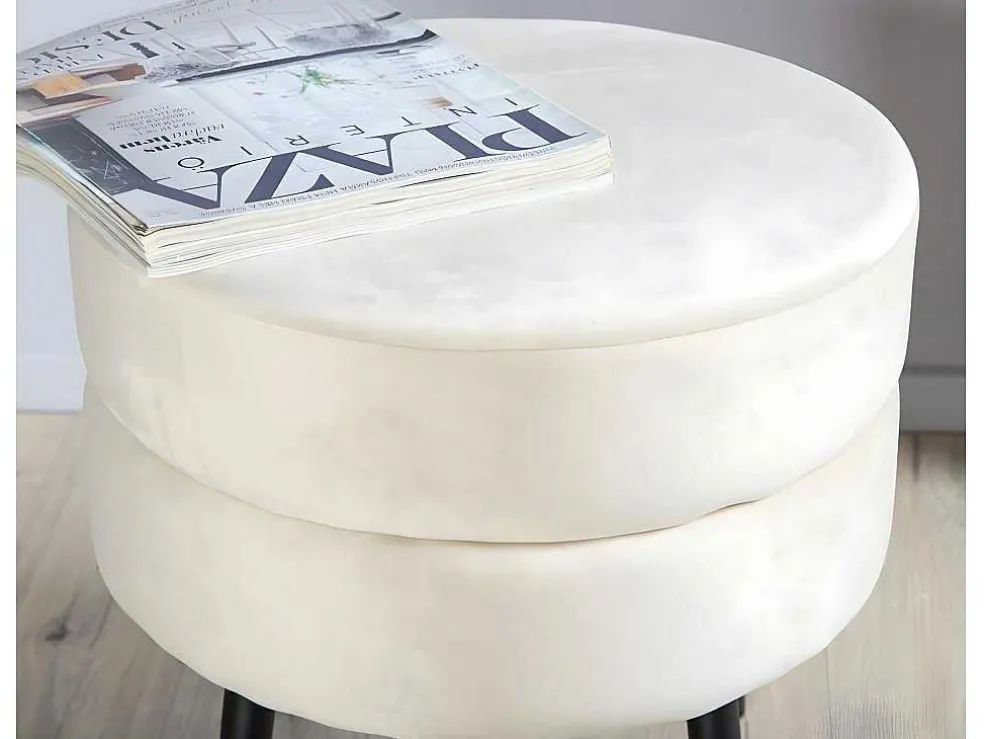 Pot Poef O40Cm Velours Beige.