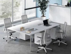 Professioneel Bureau Voor 4 Personen - Wit - L120 Cm - Downtown