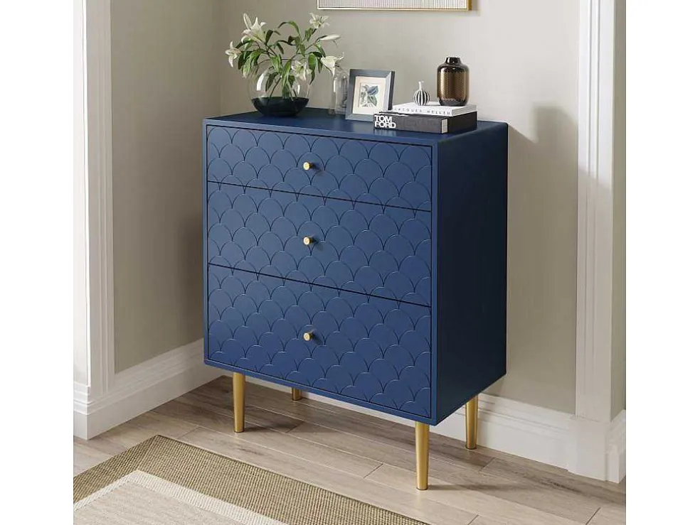 Ragement Ladekast Voor Slaapkamer - 3 Lades - Donkerblauw