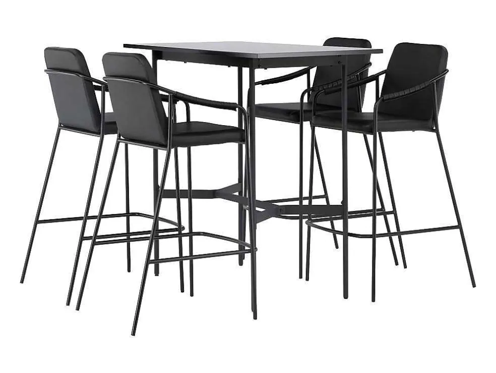 Rax Barmeubelset Bartafel Zwart En 4 Tvist Barstoelen Zwart.