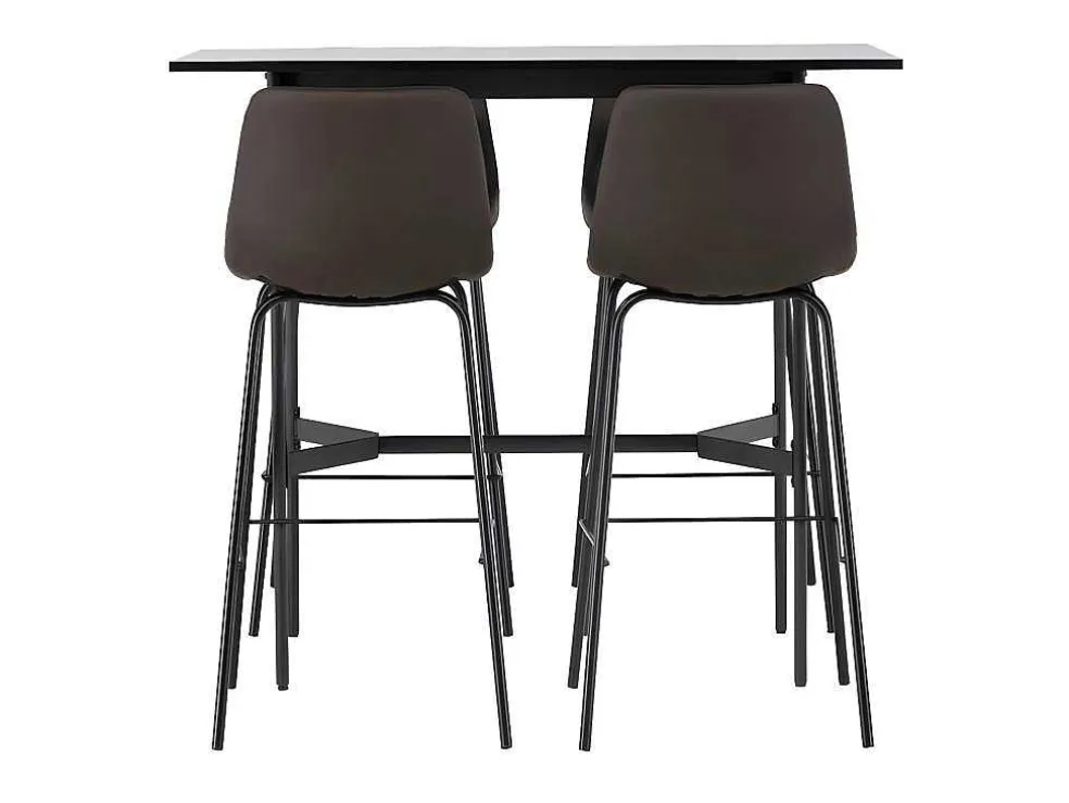 Rax Barmeubelset Bartafel Zwart En 4 Alexi Barstoelen Bruin.