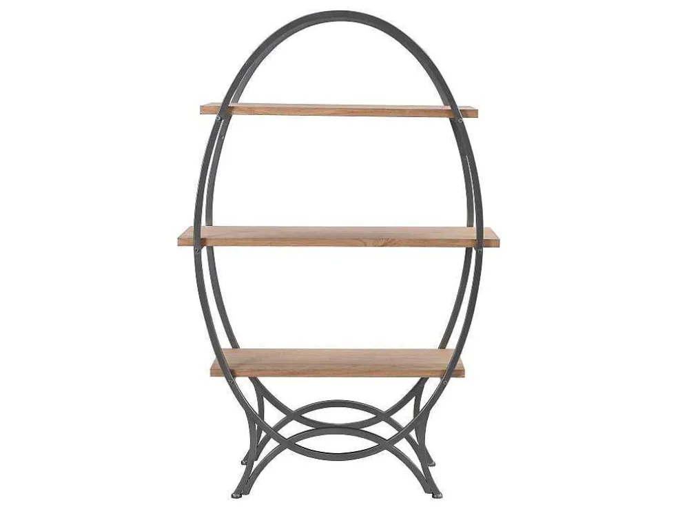Rek Met 3 Legplanken In Mdf En Metaal - Houtlook En Zwart - Lolana