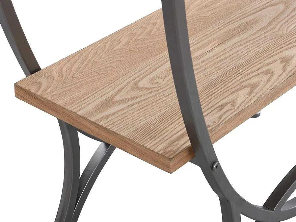 Rek Met 3 Legplanken In Mdf En Metaal - Houtlook En Zwart - Lolana