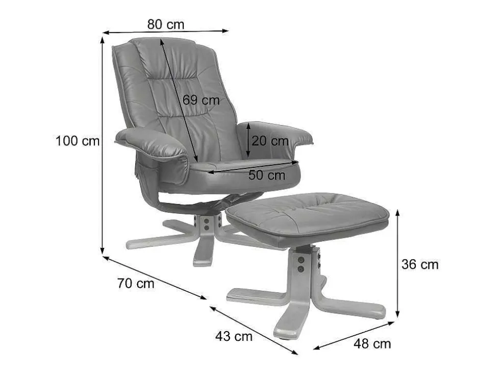 Relaxfauteuil H56 Met Kruk, Bordeaux