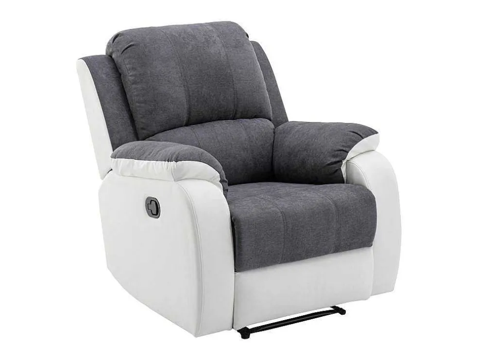Relaxfauteuil Van Microvezel En Grijs En Wit Kunstleer Brody