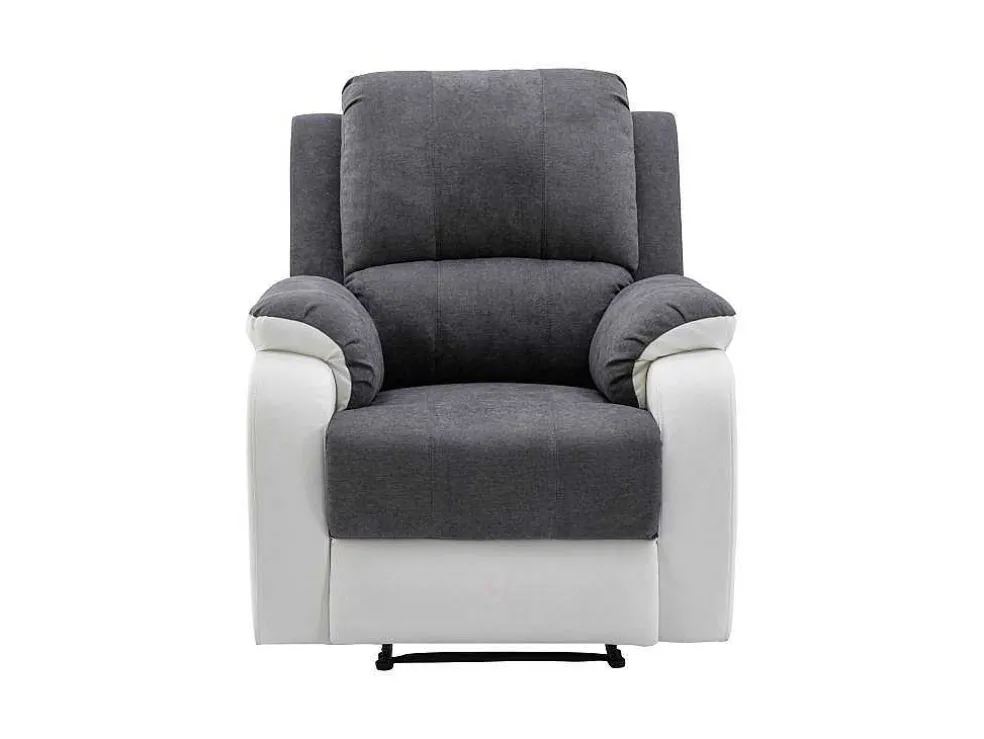 Relaxfauteuil Van Microvezel En Grijs En Wit Kunstleer Brody