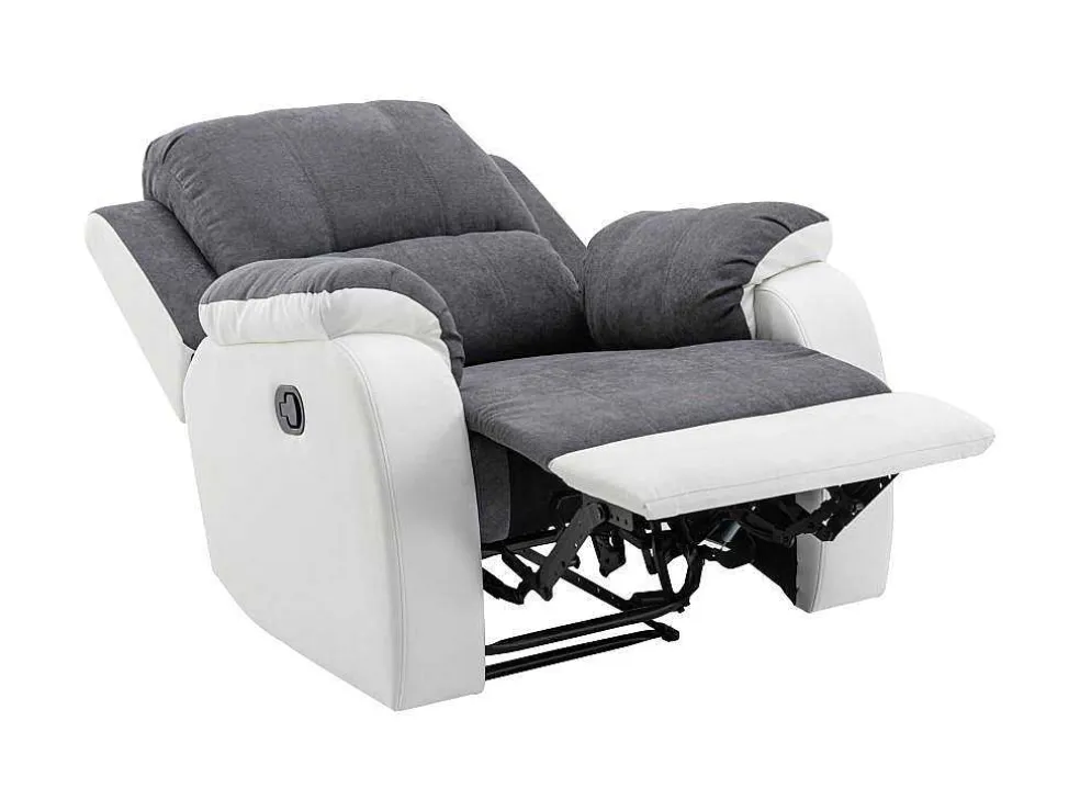 Relaxfauteuil Van Microvezel En Grijs En Wit Kunstleer Brody