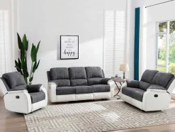 Relaxfauteuil Van Microvezel En Grijs En Wit Kunstleer Brody