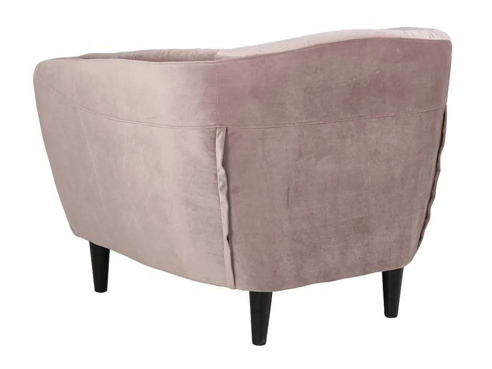 Rian Fauteuil In Dusty Rose Met Zwarte Poten.