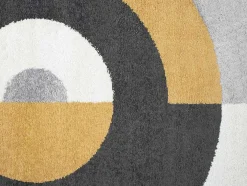 Rond Designtapijt Met Geometrische Motieven Alborg - D. 160 Cm - Grijs En Oker