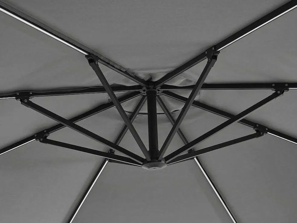 Ronde Hangparasol - Grijs - Staal - Ledverlichting - Diameter: 2,93 M - Pocota