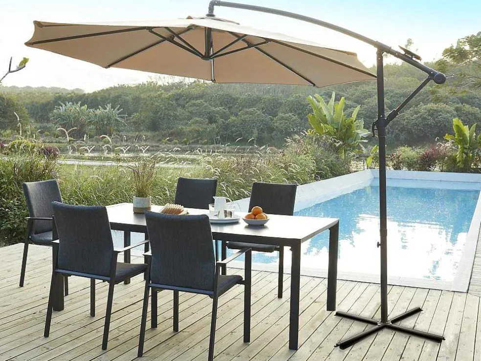 Ronde Hangparasol - Taupe - Staal - Ledverlichting - Diameter: 2,93 M - Pocota