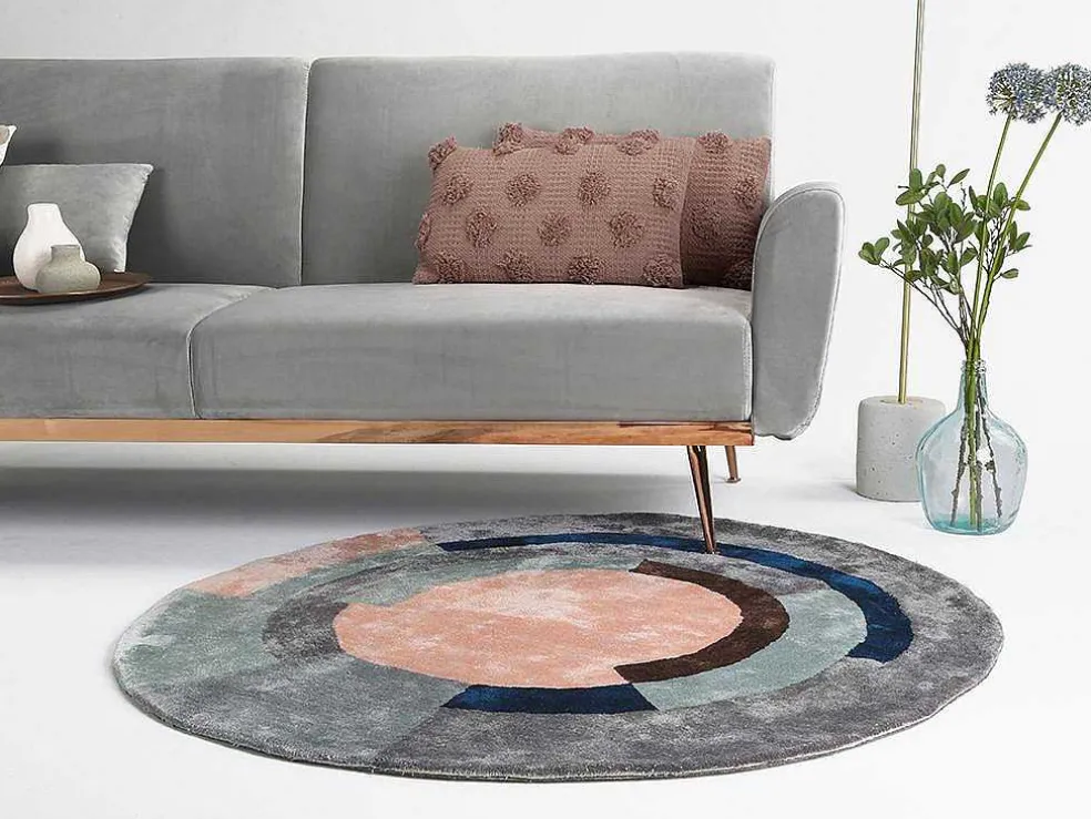 Rond Tapijt Van Getuft Viscose Met Geometrisch Patroon Janjivy - 4000 G/M - D120 Cm