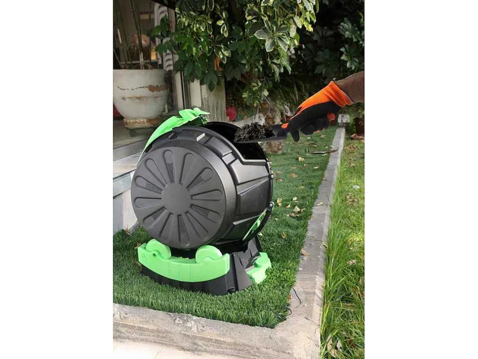 Roterende Compostbak Van 50 Liter Met Opvangbak - L49 X B44 X H57 - Recycool